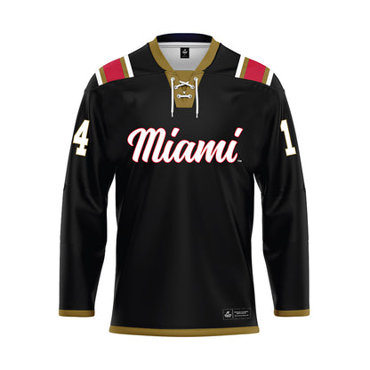 Miami of Ohio - NCAA Men's Ice Hockey : Ryan Smith - Black Hockey Jersey-0