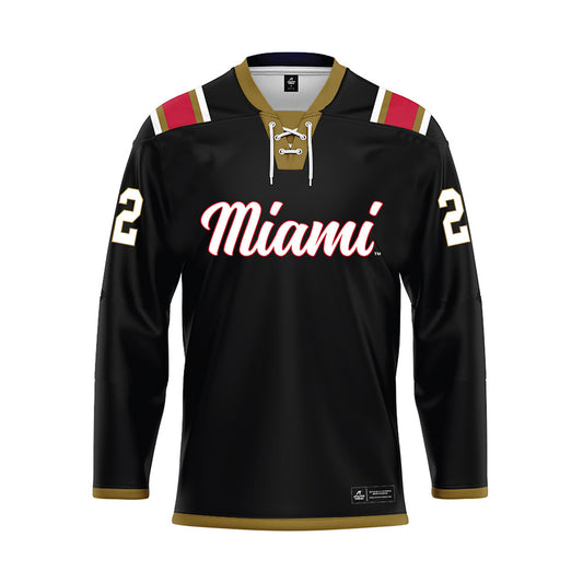 Miami of Ohio - NCAA Men's Ice Hockey : Branko Vukas - Black Hockey Jersey-0