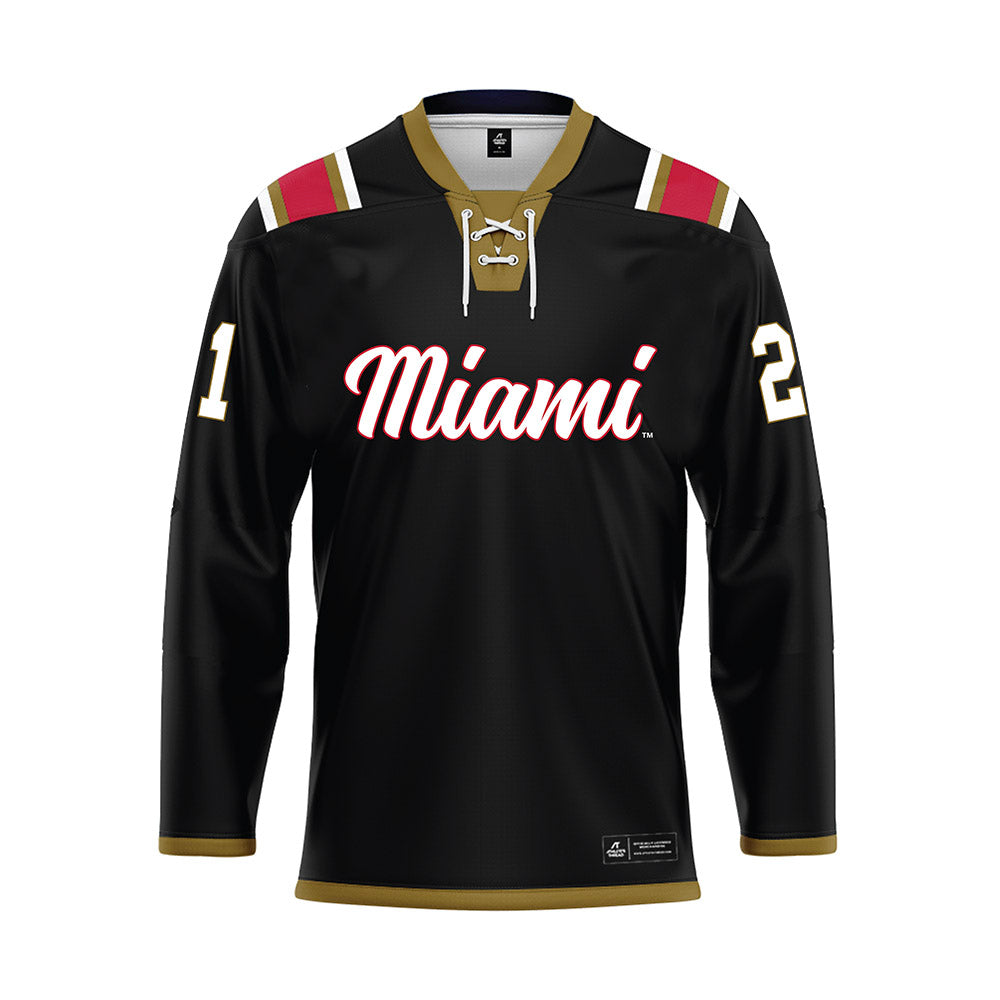 Miami of Ohio - NCAA Men's Ice Hockey : Bradley Walker - Black Hockey Jersey-0
