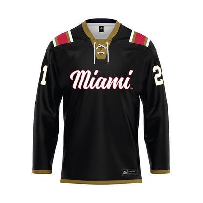 Miami of Ohio - NCAA Men's Ice Hockey : Bradley Walker - Black Hockey Jersey-0