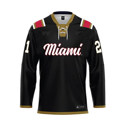 Miami of Ohio - NCAA Men's Ice Hockey : Bradley Walker - Black Hockey Jersey-0
