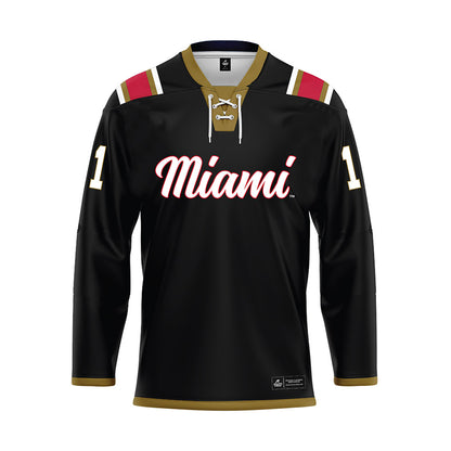Miami of Ohio - NCAA Men's Ice Hockey : Justin Stupka - Black Hockey Jersey-0