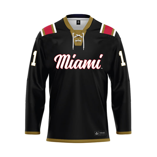 Miami of Ohio - NCAA Men's Ice Hockey : Justin Stupka - Black Hockey Jersey-0