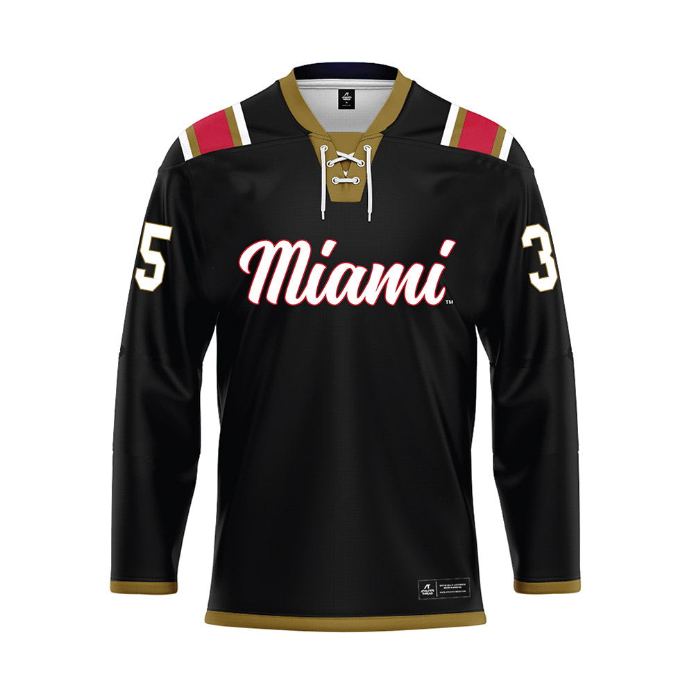 Miami of Ohio - NCAA Men's Ice Hockey : Benji Motew - Black Hockey Jersey-0
