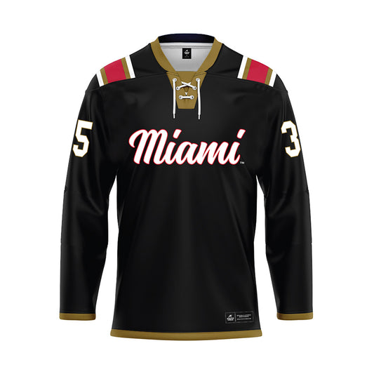 Miami of Ohio - NCAA Men's Ice Hockey : Benji Motew - Black Hockey Jersey-0