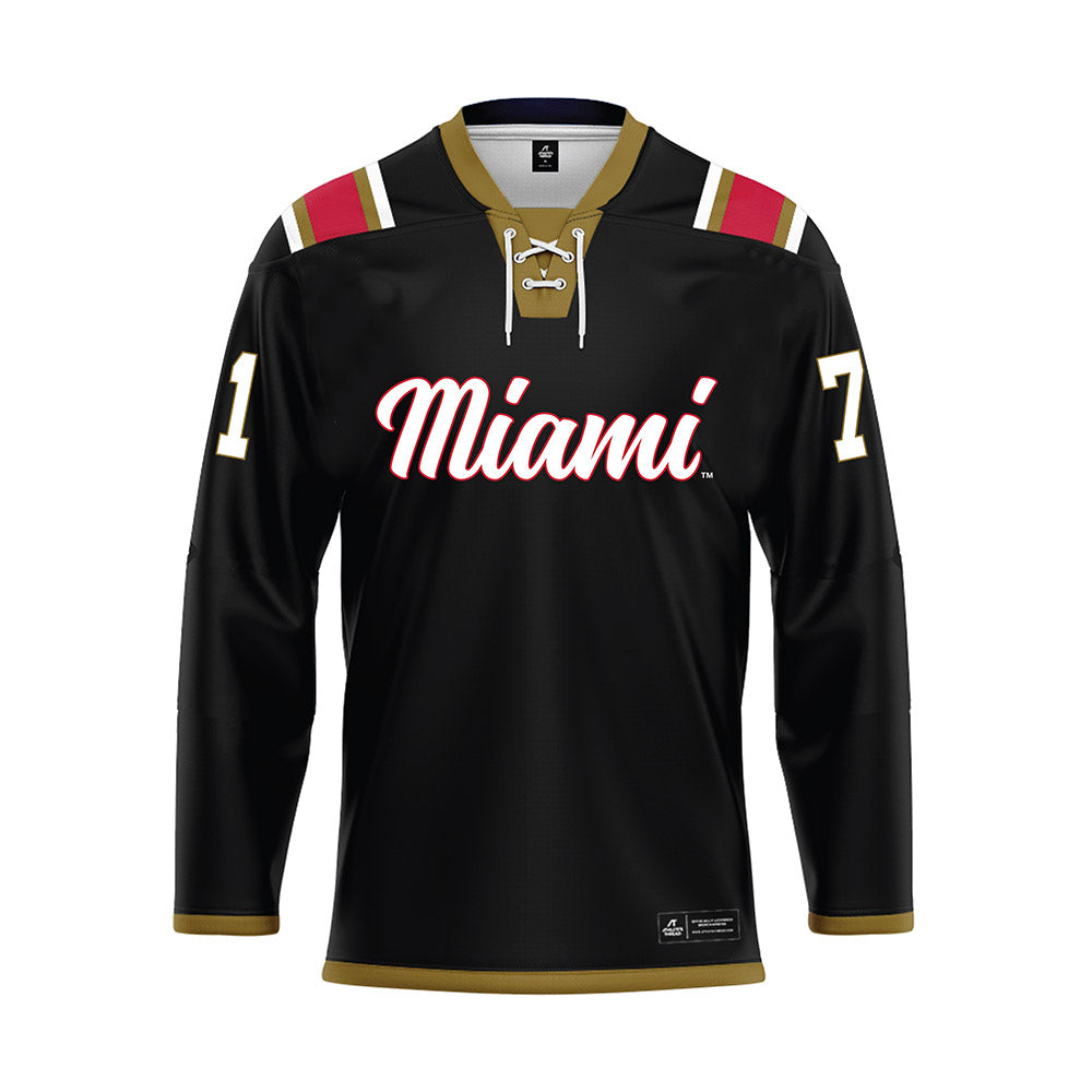 Miami of Ohio - NCAA Men's Ice Hockey : Vladislav Lukashevich - Black Hockey Jersey-0