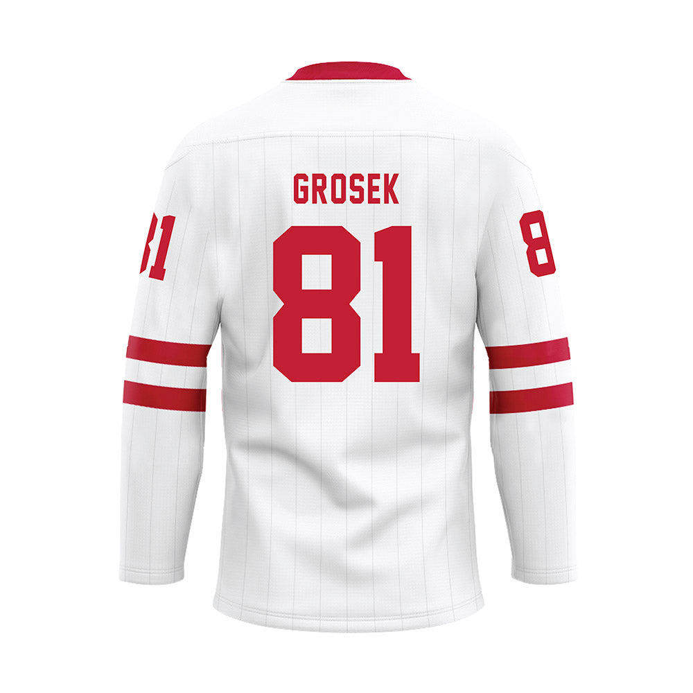 Miami of Ohio - NCAA Men's Ice Hockey : David Grosek - White Hockey Jersey-1