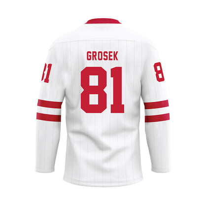 Miami of Ohio - NCAA Men's Ice Hockey : David Grosek - White Hockey Jersey-1