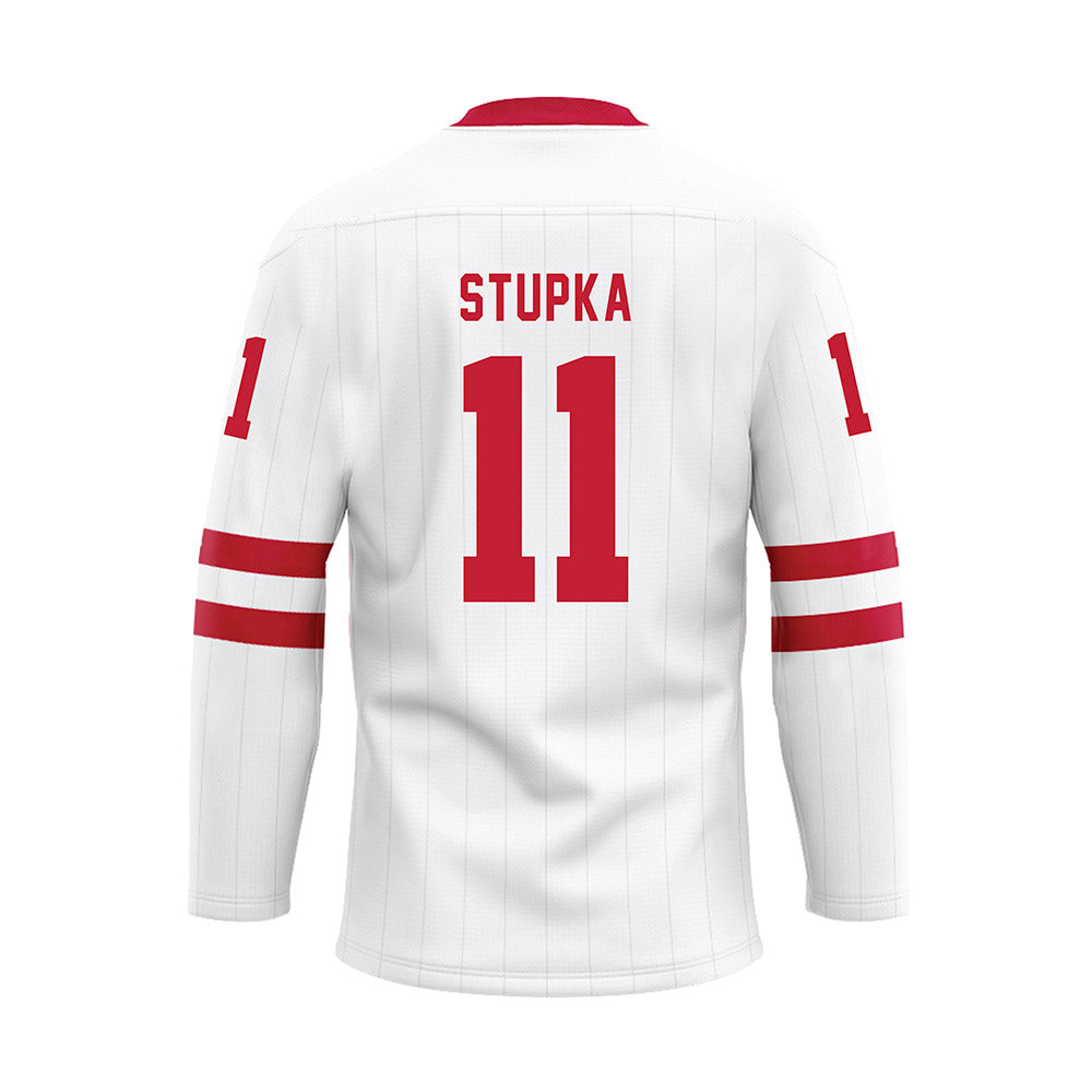 Miami of Ohio - NCAA Men's Ice Hockey : Justin Stupka - White Hockey Jersey-1