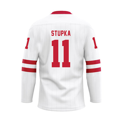 Miami of Ohio - NCAA Men's Ice Hockey : Justin Stupka - White Hockey Jersey-1