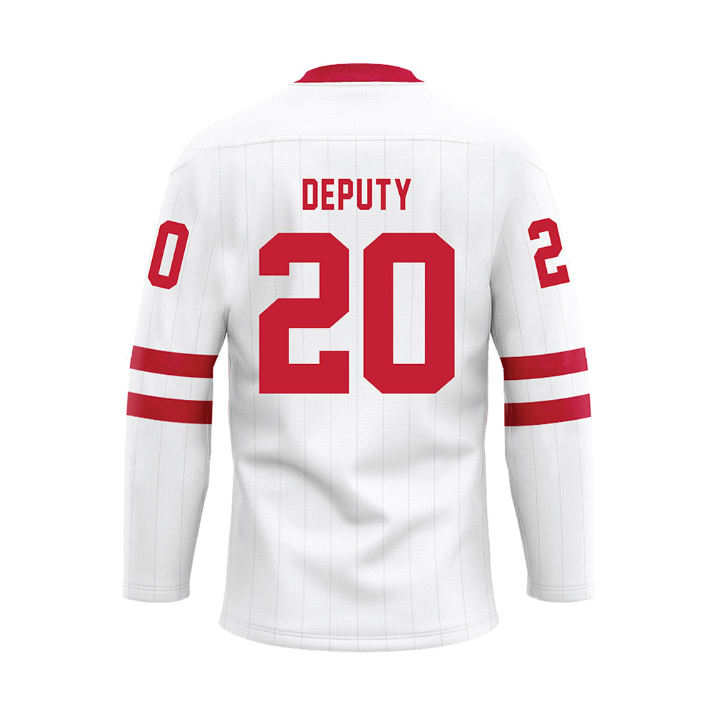 Miami of Ohio - NCAA Men's Ice Hockey : David Deputy - White Hockey Jersey-1