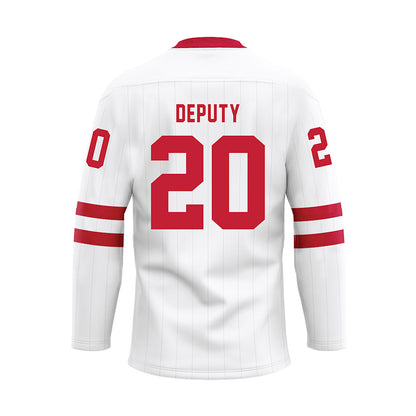 Miami of Ohio - NCAA Men's Ice Hockey : David Deputy - White Hockey Jersey-1