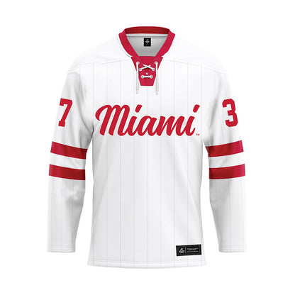 Miami of Ohio - NCAA Men's Ice Hockey : Ryan Seelinger - White Hockey Jersey-0