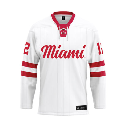 Miami of Ohio - NCAA Men's Ice Hockey : Owen Lalonde - White Hockey Jersey-0