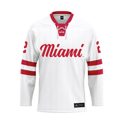 Miami of Ohio - NCAA Men's Ice Hockey : Shaun McEwen - White Hockey Jersey-0