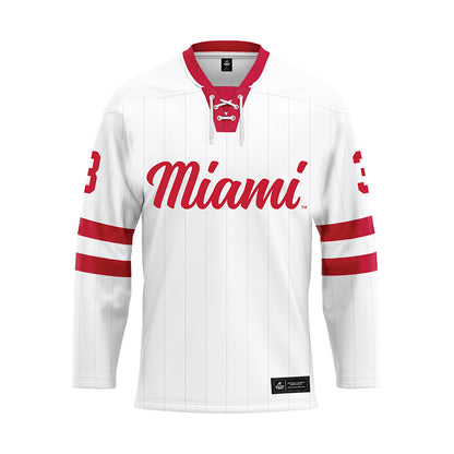 Miami of Ohio - NCAA Men's Ice Hockey : Nick Donato - White Hockey Jersey-0