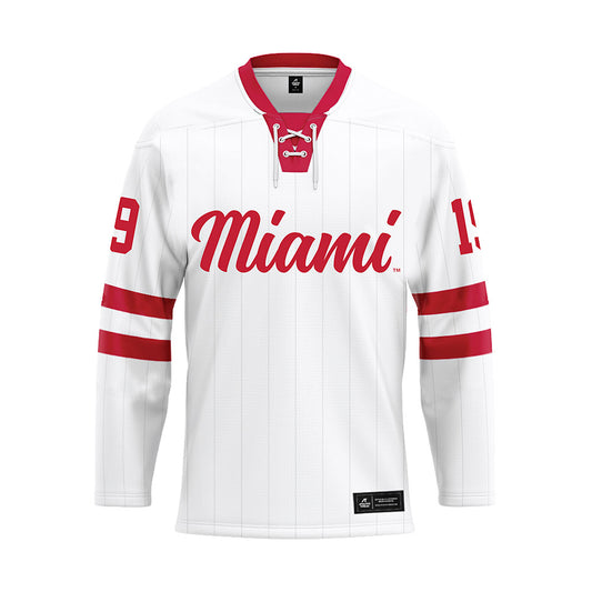 Miami of Ohio - NCAA Men's Ice Hockey : Doug Grimes - White Hockey Jersey-0