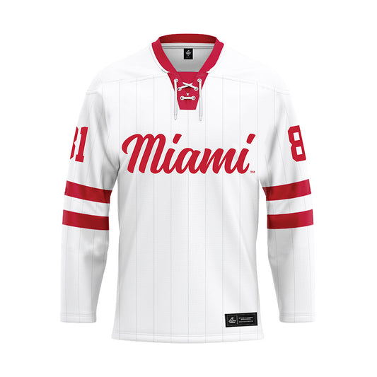 Miami of Ohio - NCAA Men's Ice Hockey : David Grosek - White Hockey Jersey-0