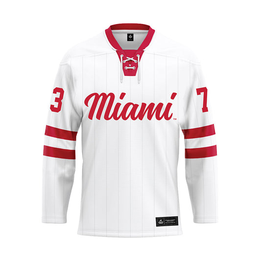 Miami of Ohio - NCAA Men's Ice Hockey : Michael Phelan - White Hockey Jersey-0
