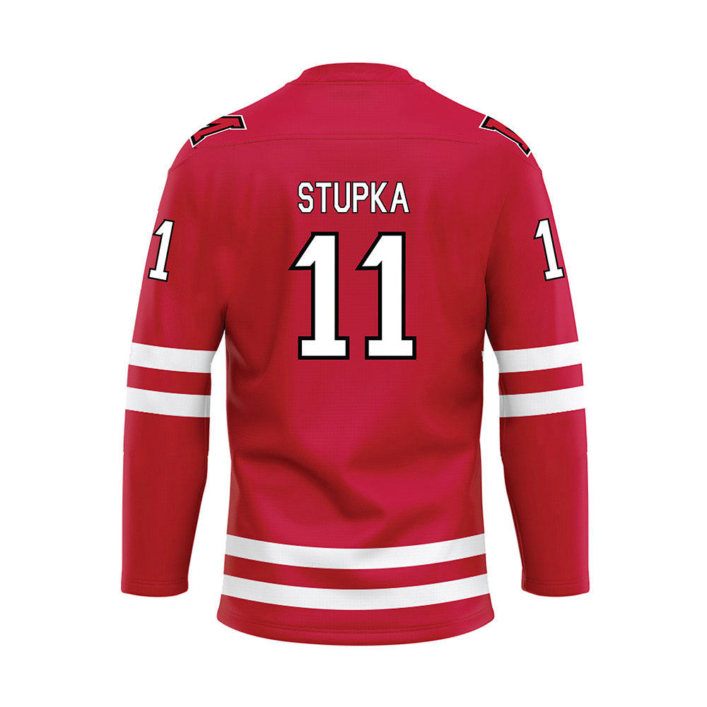 Miami of Ohio - NCAA Men's Ice Hockey : Justin Stupka - Red Hockey Jersey-1