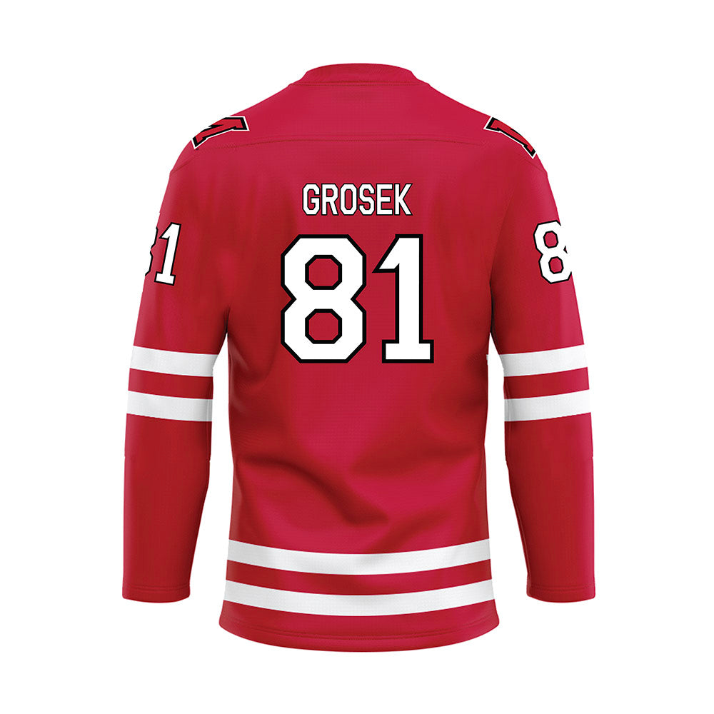 Miami of Ohio - NCAA Men's Ice Hockey : David Grosek - Red Hockey Jersey-1