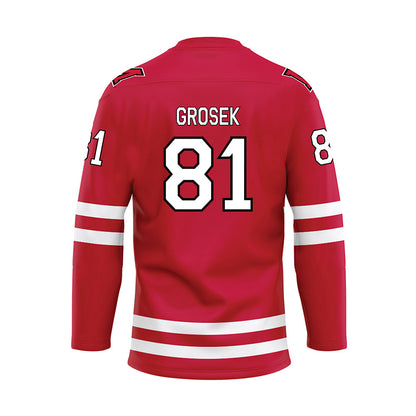 Miami of Ohio - NCAA Men's Ice Hockey : David Grosek - Red Hockey Jersey-1