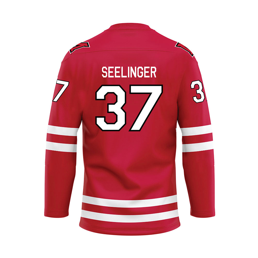 Miami of Ohio - NCAA Men's Ice Hockey : Ryan Seelinger - Red Hockey Jersey-1