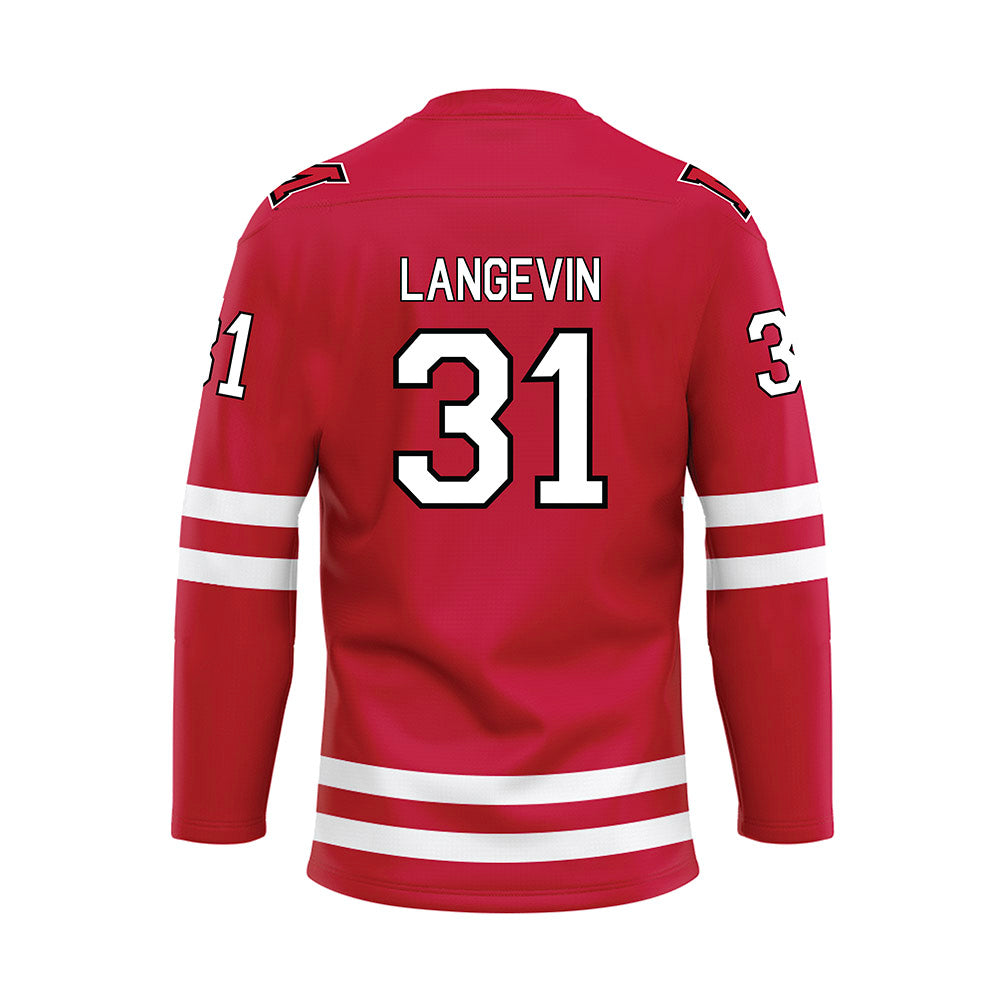 Miami of Ohio - NCAA Men's Ice Hockey : Mathis Langevin - Red Hockey Jersey-1