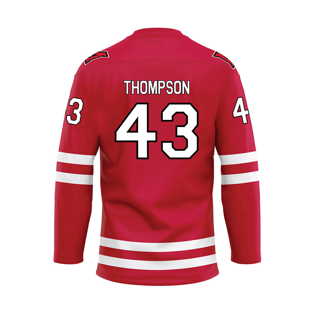 Miami of Ohio - NCAA Men's Ice Hockey : Ryder Thompson - Red Hockey Jersey-1