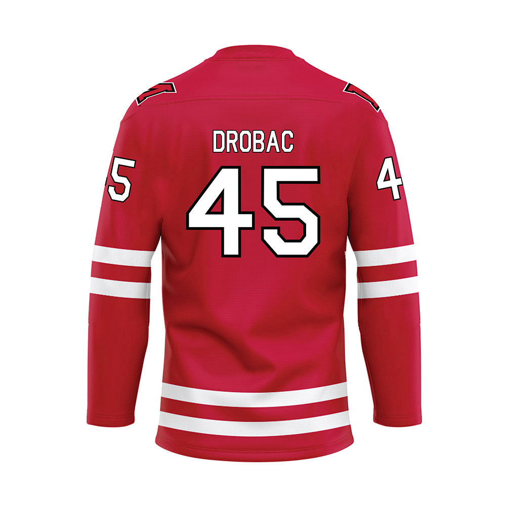 Miami of Ohio - NCAA Men's Ice Hockey : Matteo Drobac - Red Hockey Jersey-1