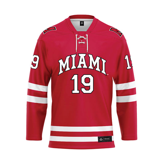 Miami of Ohio - NCAA Men's Ice Hockey : Doug Grimes - Red Hockey Jersey-0