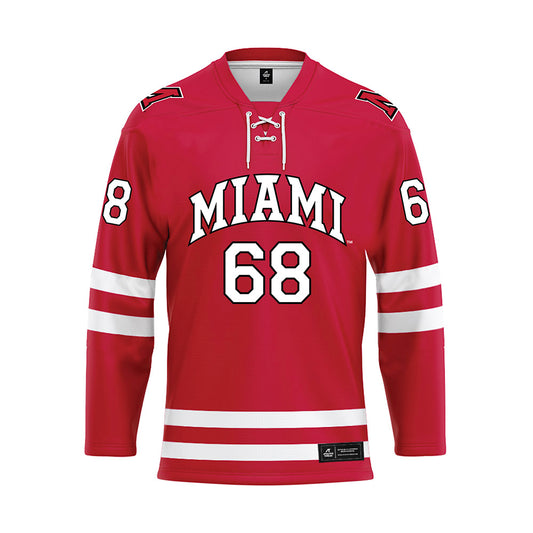 Miami of Ohio - NCAA Men's Ice Hockey : Ethan Hay - Red Hockey Jersey-0