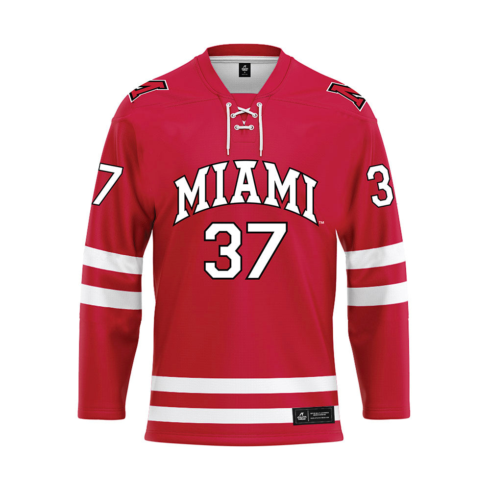 Miami of Ohio - NCAA Men's Ice Hockey : Ryan Seelinger - Red Hockey Jersey-0