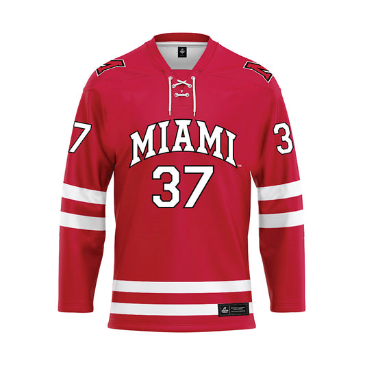 Miami of Ohio - NCAA Men's Ice Hockey : Ryan Seelinger - Red Hockey Jersey-0