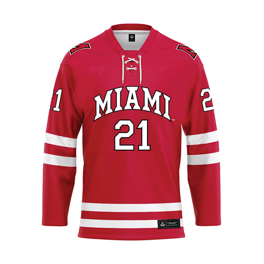 Miami of Ohio - NCAA Men's Ice Hockey : Bradley Walker - Red Hockey Jersey-0