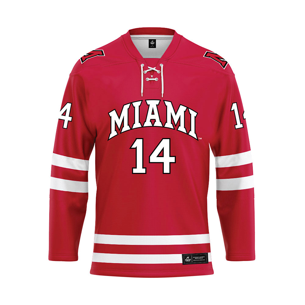 Miami of Ohio - NCAA Men's Ice Hockey : Ryan Smith - Red Hockey Jersey-0