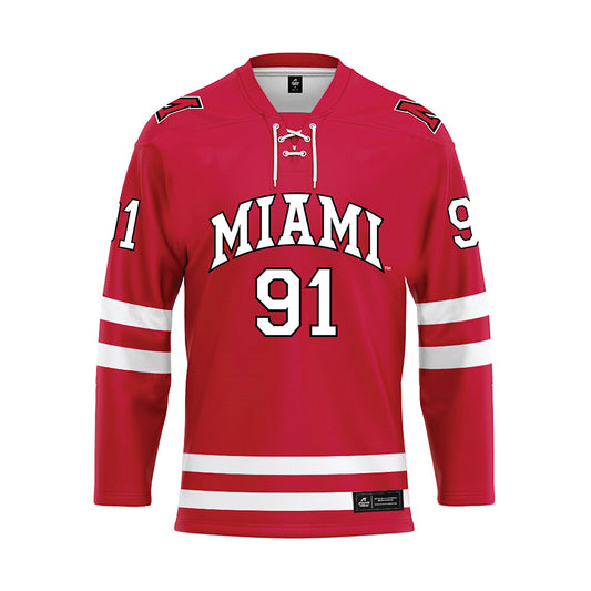 Miami of Ohio - NCAA Men's Ice Hockey : Matteo Giampa - Red Hockey Jersey-0