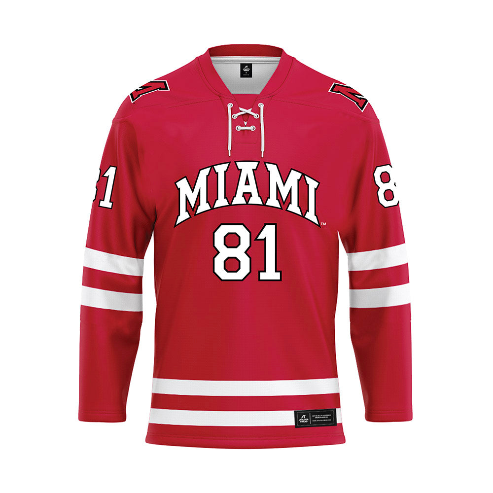 Miami of Ohio - NCAA Men's Ice Hockey : David Grosek - Red Hockey Jersey-0