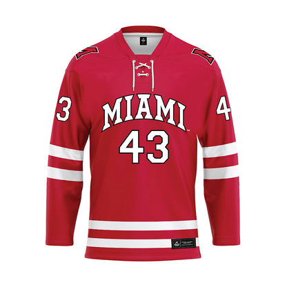 Miami of Ohio - NCAA Men's Ice Hockey : Ryder Thompson - Red Hockey Jersey-0