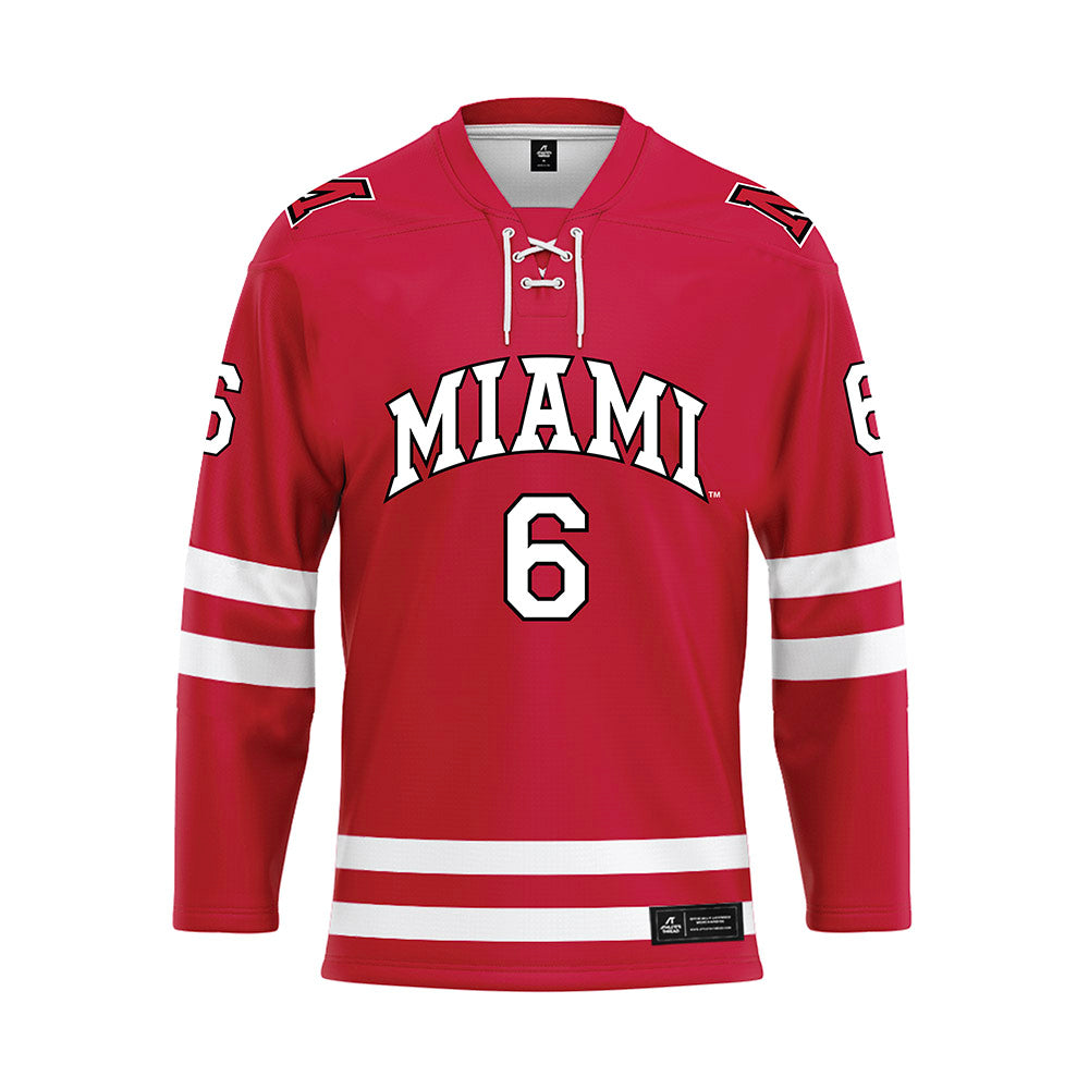 Miami of Ohio - NCAA Men's Ice Hockey : Michael Quinn - Red Hockey Jersey-0