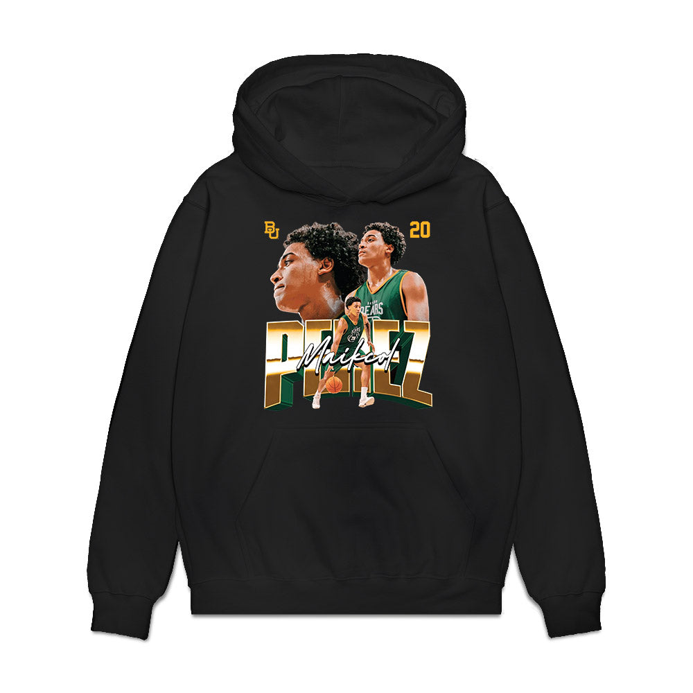 Baylor - NCAA Men's Basketball : Maikcol Perez - Caricature Premium Hooded Sweatshirt-0