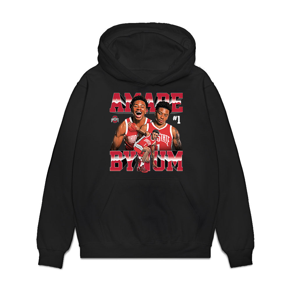 Ohio State - NCAA Men's Basketball : Amare Bynum - Caricature Premium Hooded Sweatshirt-0