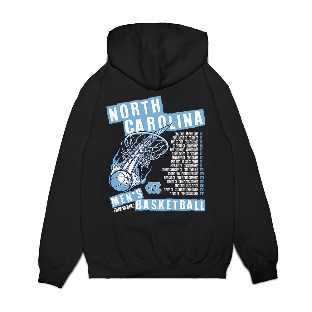 UNC - NCAA Men's Basketball : - Roster List Premium Hooded Sweatshirt-1