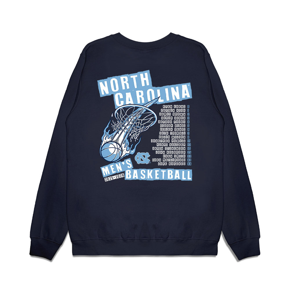 UNC - NCAA Men's Basketball : - Roster List Premium Crewneck Sweatshirt-1
