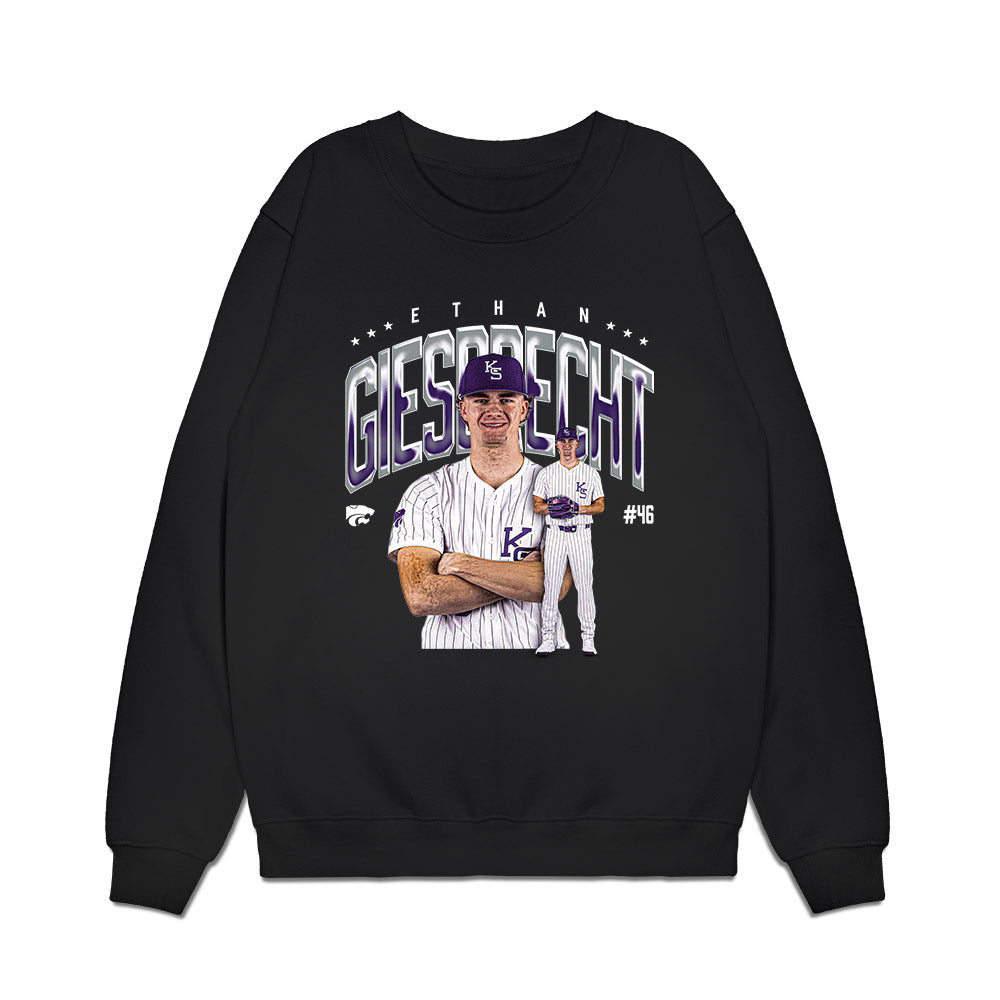 Kansas State - NCAA Baseball : Ethan Giesbrecht - Caricature Premium Crewneck Sweatshirt-0
