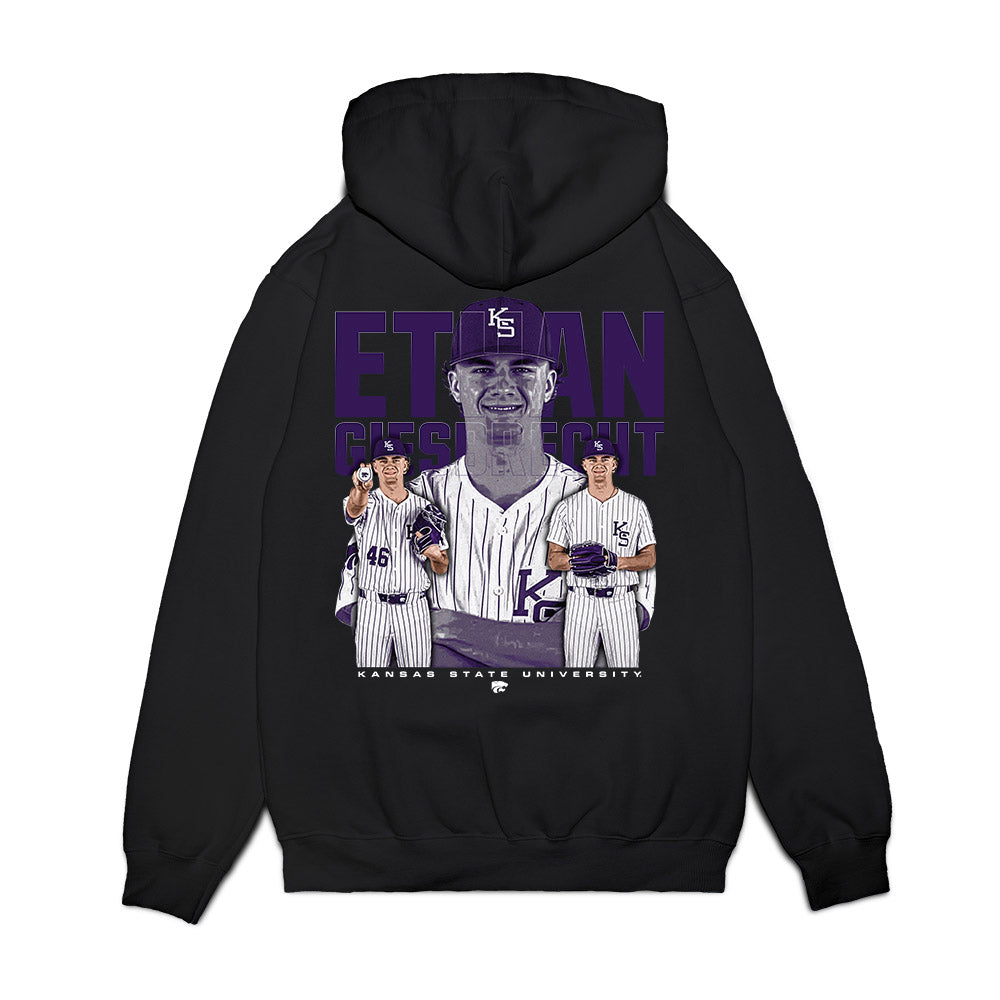 Kansas State - NCAA Baseball : Ethan Giesbrecht - Caricature Premium Hooded Sweatshirt-1