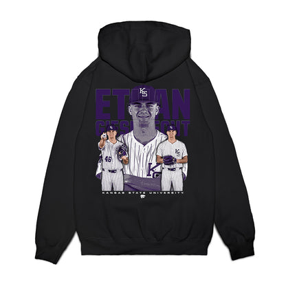 Kansas State - NCAA Baseball : Ethan Giesbrecht - Caricature Premium Hooded Sweatshirt-1