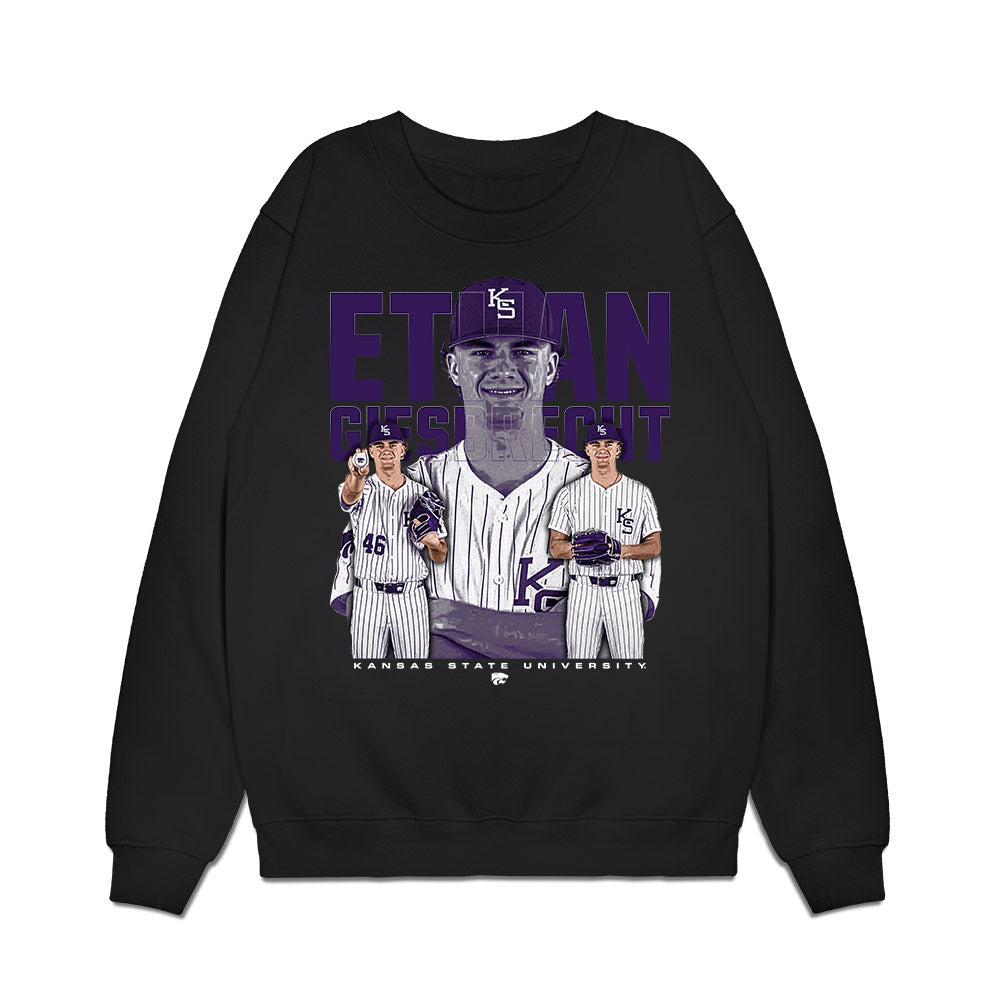 Kansas State - NCAA Baseball : Ethan Giesbrecht - Caricature Premium Crewneck Sweatshirt-0
