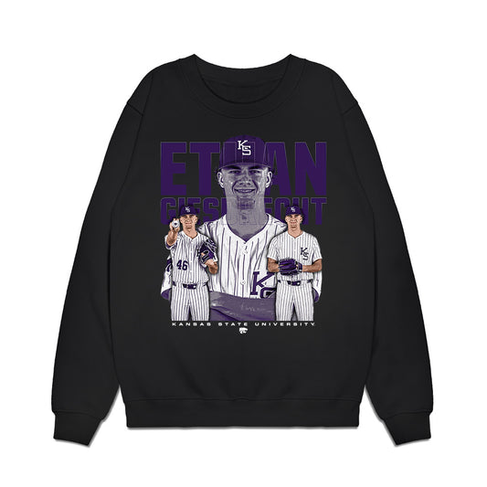 Kansas State - NCAA Baseball : Ethan Giesbrecht - Caricature Premium Crewneck Sweatshirt-0