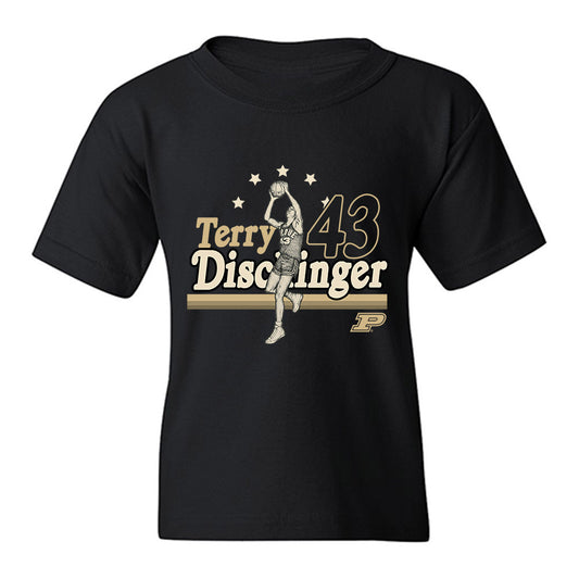 Purdue - NCAA Men's Basketball Legends : Terry Dischinger - Caricature Youth T-Shirt-0